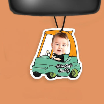 Customized Toy Car Photo Air Freshener, Drive Safe Daddy Car Freshies, Baby Kid Photo Face Car Hanger, Car Accessories, Birthday Gift