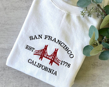 San Francisco Sweatshirt, San Fran Crewneck, City Sweatshirt, Embroidered California Sweatshirt, Vintage Crewneck, Embroidered Sweatshirt