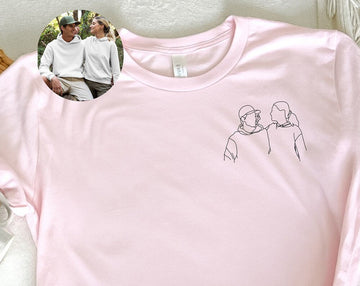 Portrait From Photo T-shirt, Line art photo Shirt, Custom portrait From Photo Tee, Couple Matching ,Valentines Day Gift Shirt, Mr and Mrs