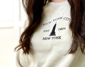 Embroidered New York Sweatshirt, Nyc Sweatshirt, City Sweatshirt, Embroidered City Trendy Sweatshirts, Empire State Building, Nyc Crewneck