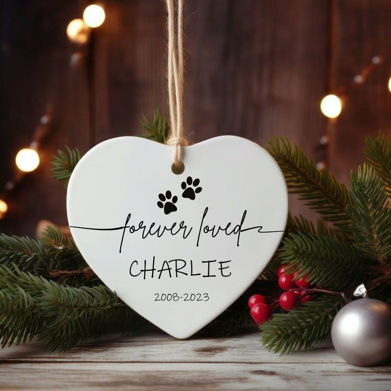 Personalized Dog Memorial Ornament, Dog Loss Ornament, Pet Memorial Gifts, Dog Mom Christmas Gifts, Forever Loved, Custom Dog Ornament