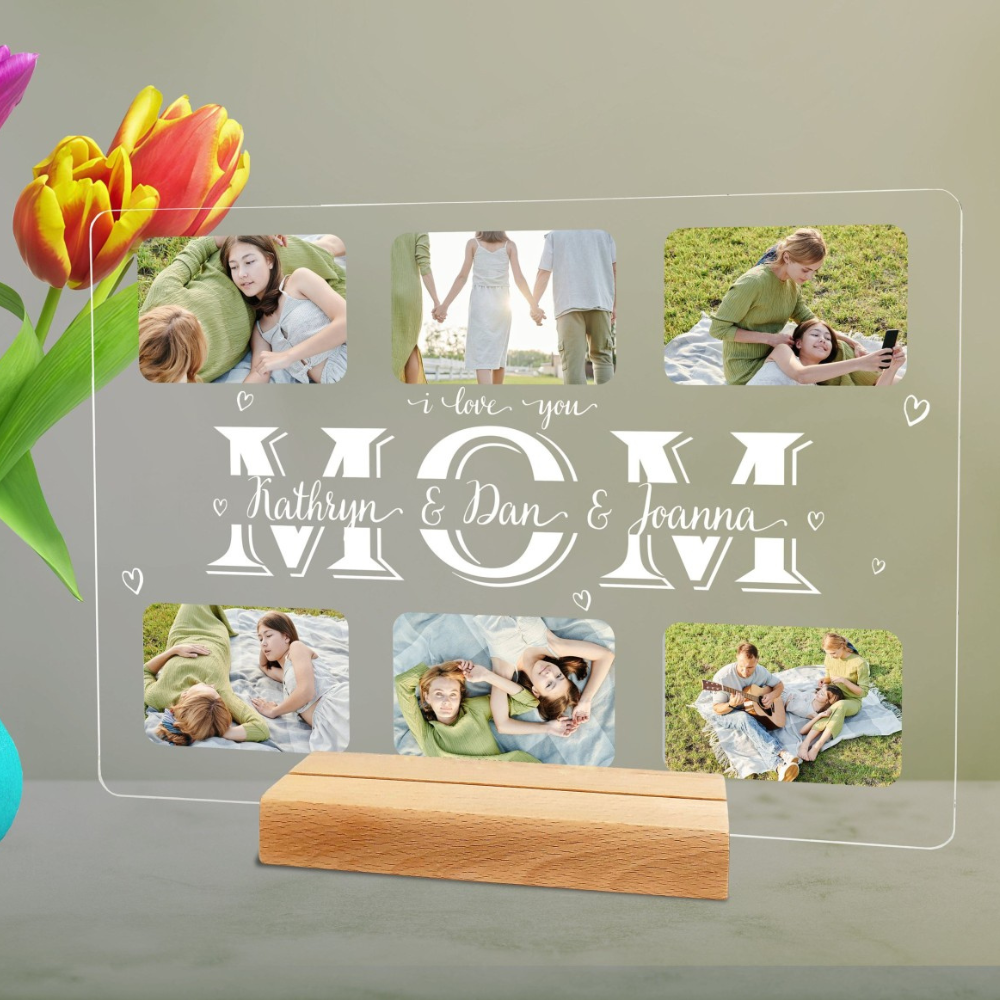 We Love You Mom Photo Collage - Personalized Acrylic Plaque - Gift For Mother