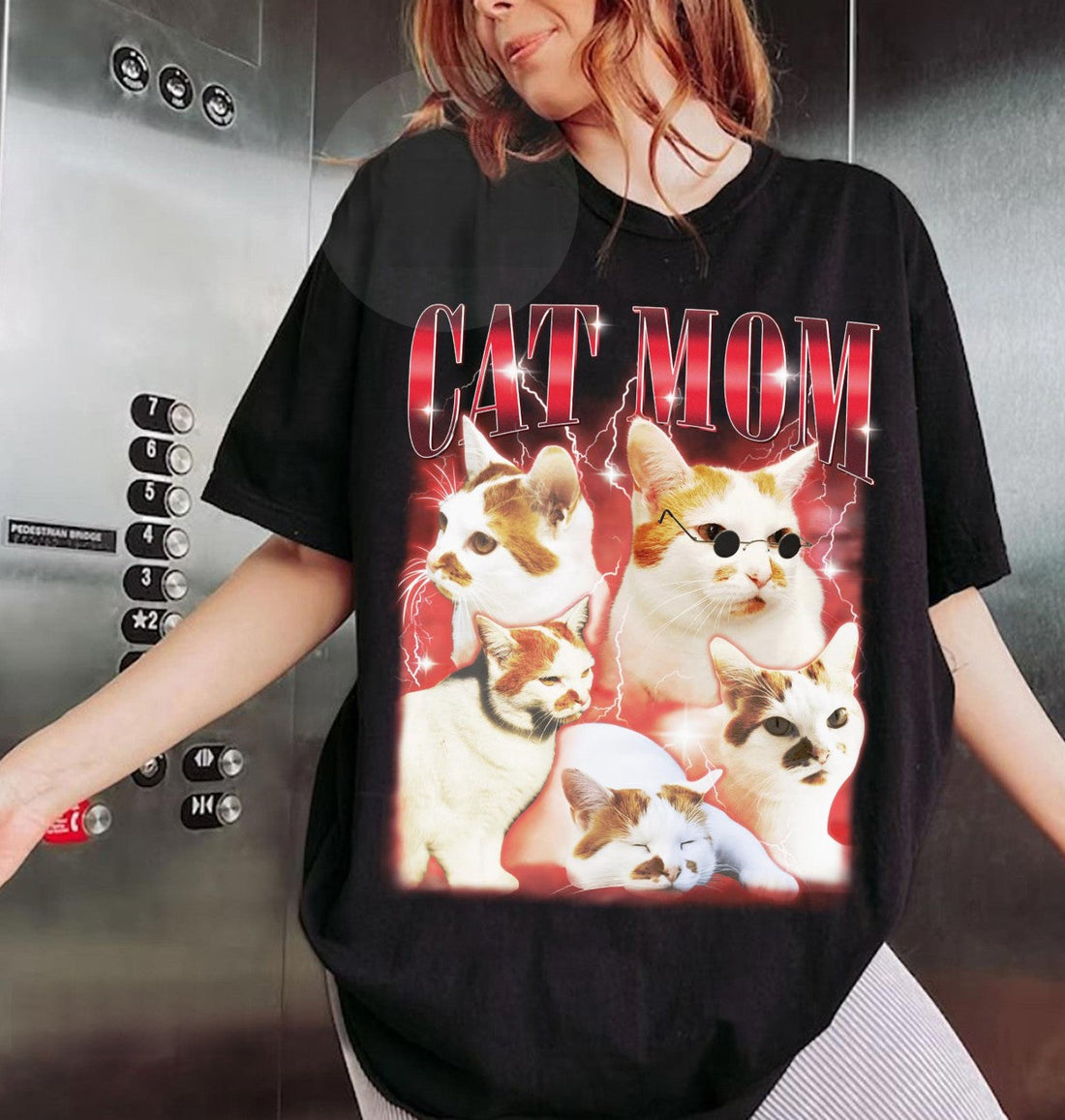 Cat Mom Custom Vintage Shirt, Custom Your Cat Graphic Unisex T-Shirt, Cat Personalize Bootleg Retro 90's Tee Gift For Cat Mom