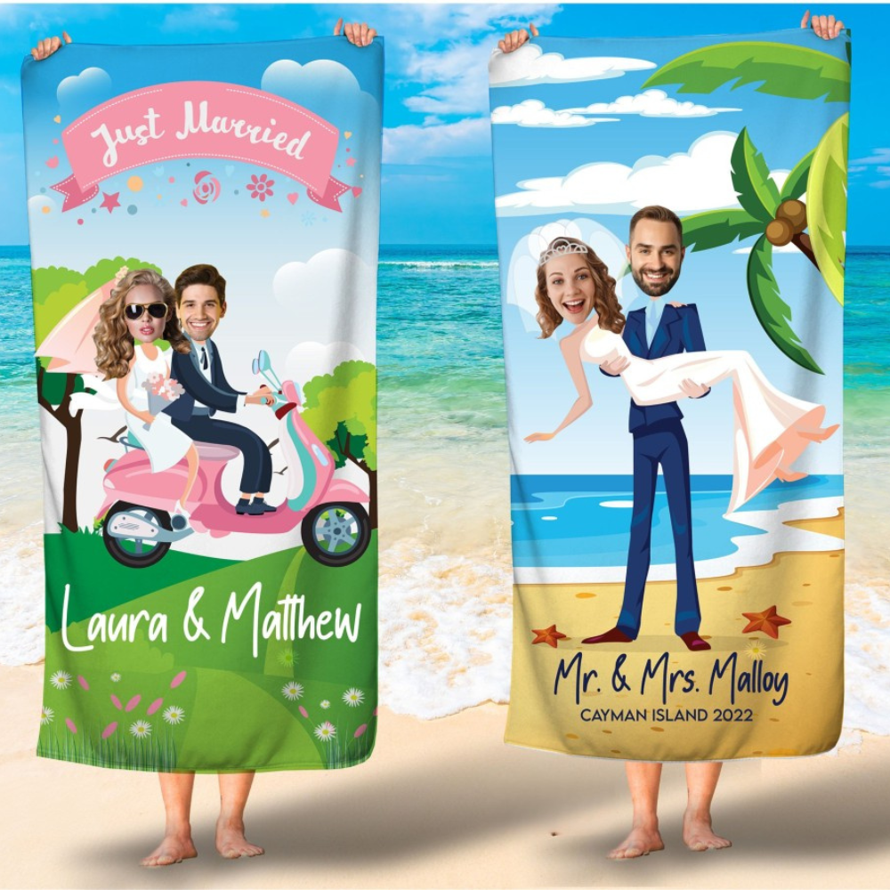 Your Face Wedding Beach Towels, Couples Beach Towels, Mr& Mrs Towels, Just Married Towel, Funny Bridal Shower, Beach Towels, Destination Wedding