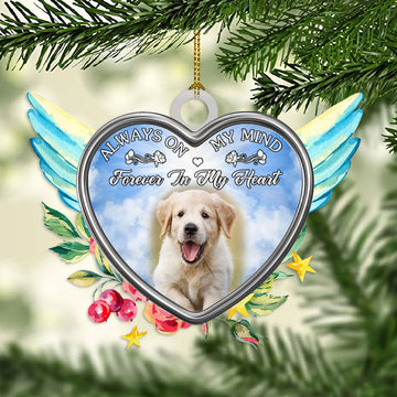 Dog Photo Memorial Ornament - Always On My Mind Forever In My Heart - Custom Dog Memorial Gifts