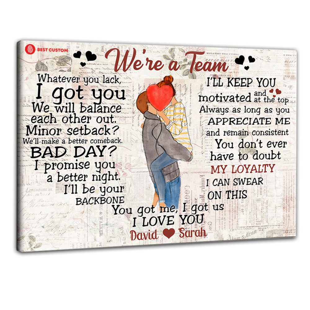 We're A Team Vintage Personalized Canvas Gift For Couple