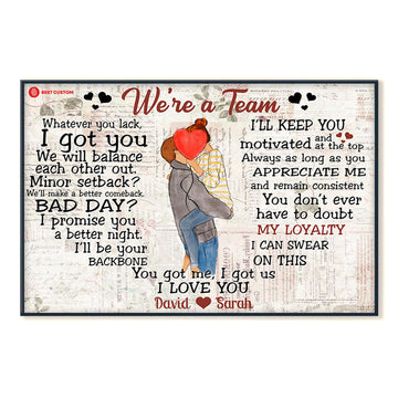 We're A Team Vintage Personalized Canvas Gift For Couple