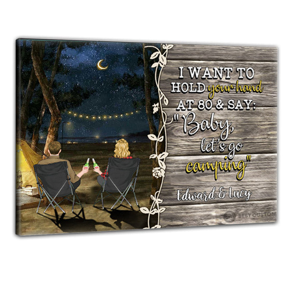 I Want To Hold Your Hand, Camping - Personalized Canvas - Gift For Couple