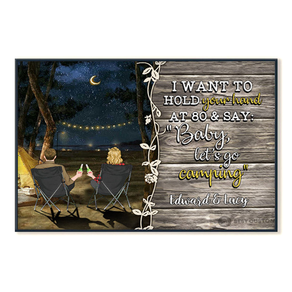 I Want To Hold Your Hand, Camping - Personalized Canvas - Gift For Couple