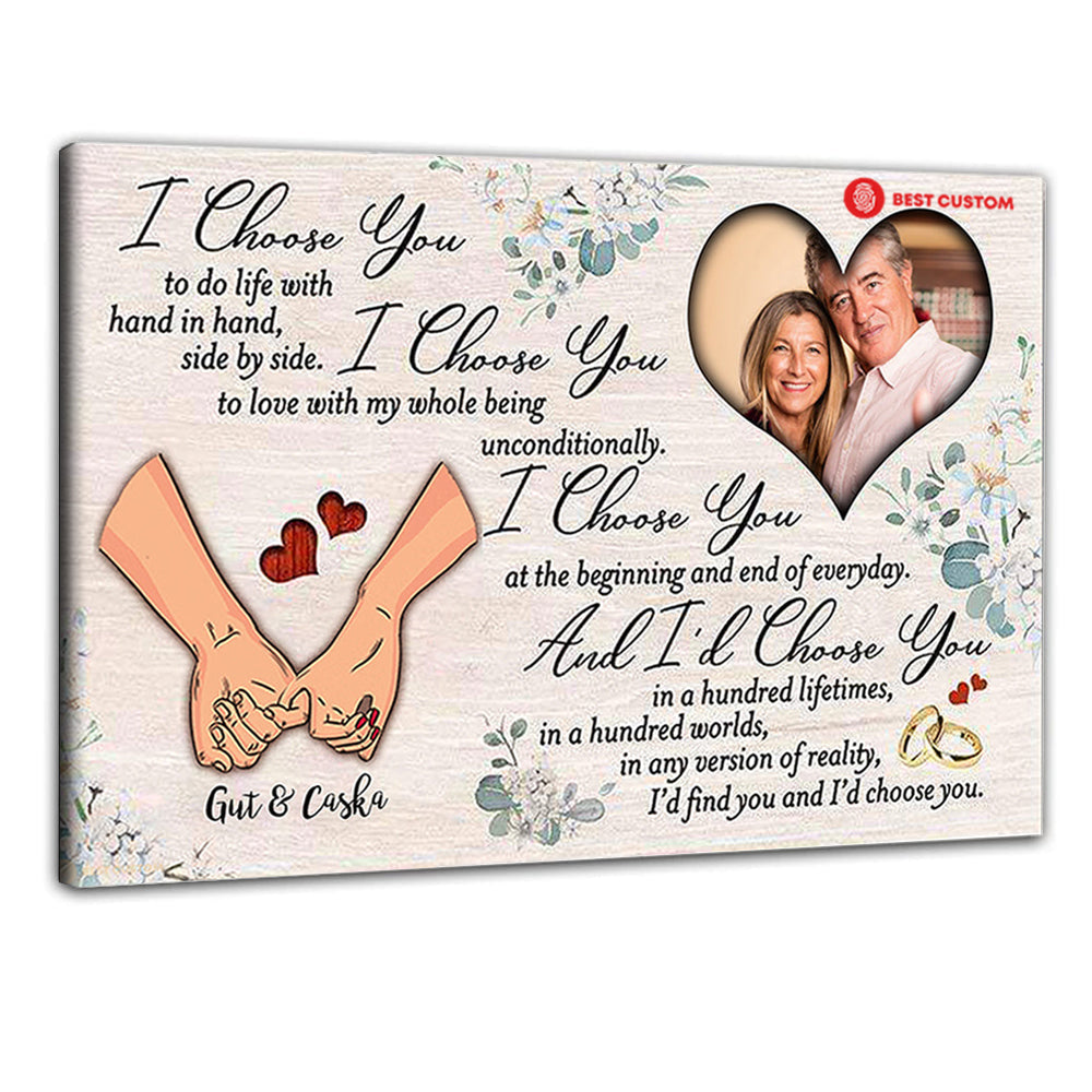 I Choose You Personalized Photo Canvas Gift For Couple