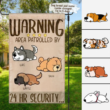 Sleeping Dog 24h Security Custom Garden Flag Gift For Dog Lovers