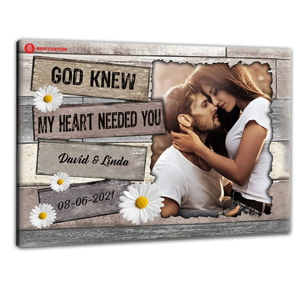 My Heart Needed You Daisy Custom Photo Canvas Couple