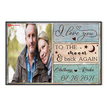 Love You To The Moon And Back Personalized Canvas Couple