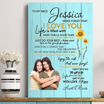 Sunflowers Keep Your Face To The Sunshine - Personalized Canvas - Gift For Niece