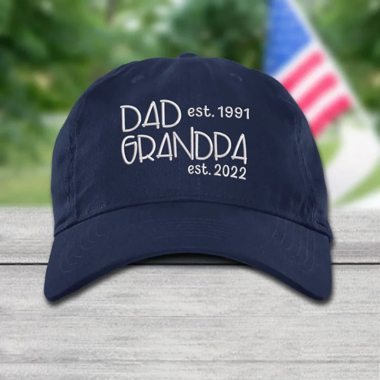 Dad Grandpa Est VT22120081, Custom Nickname Embroidered Cap