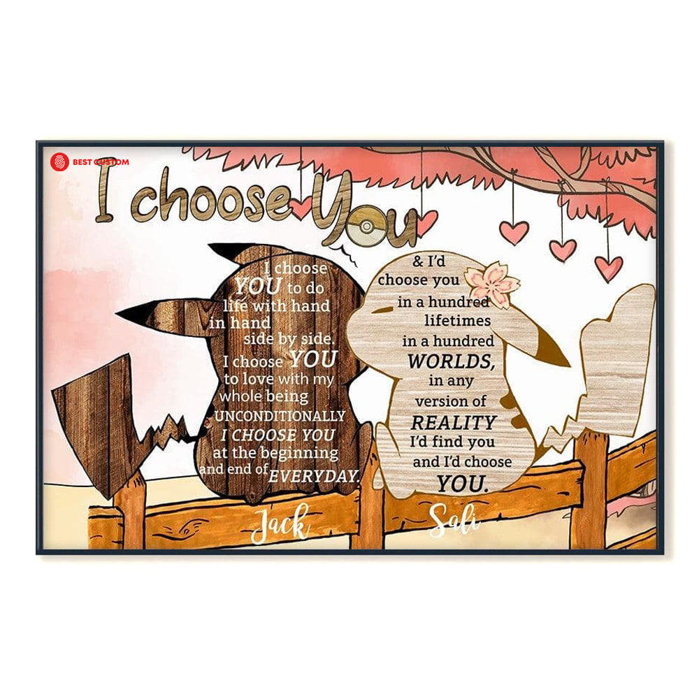 I Choose You Cute Personalized Canvas Gift For Couple