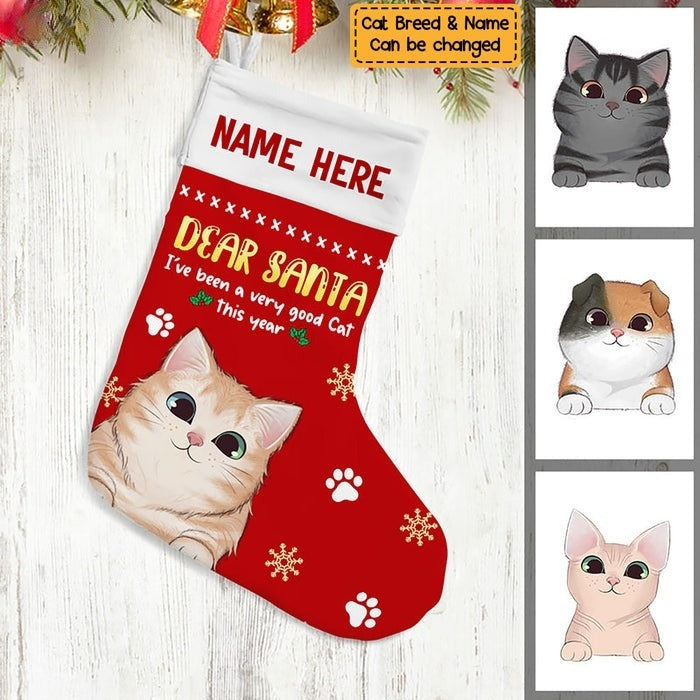 Cat Christmas Dear Santa Stocking Personalized Cat Breed Christmas Stocking, Cat Christmas Stocking, Custom Kitten Stocking, New Cat Christmas Gift, Holiday Pet Stocking