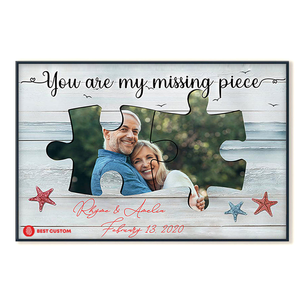 You Are My Missing Piece - Personalized Photo Canvas - Gift For Couple