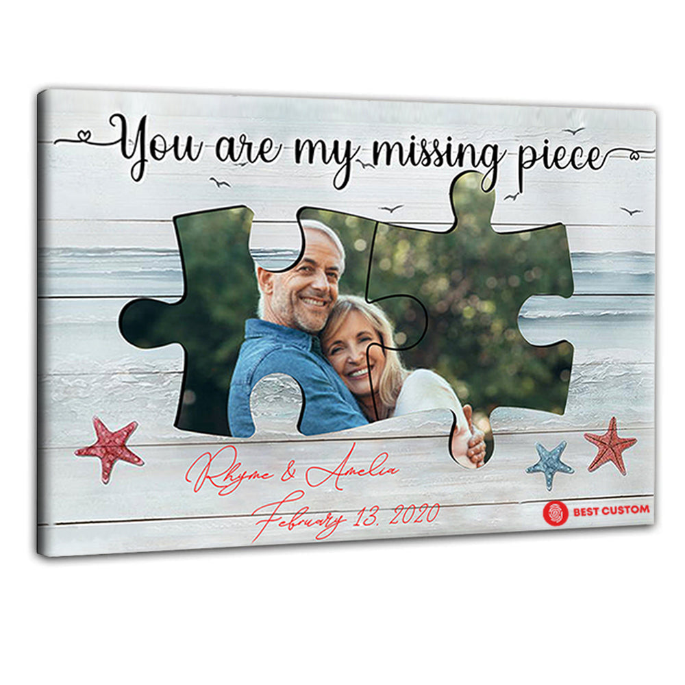 You Are My Missing Piece - Personalized Photo Canvas - Gift For Couple