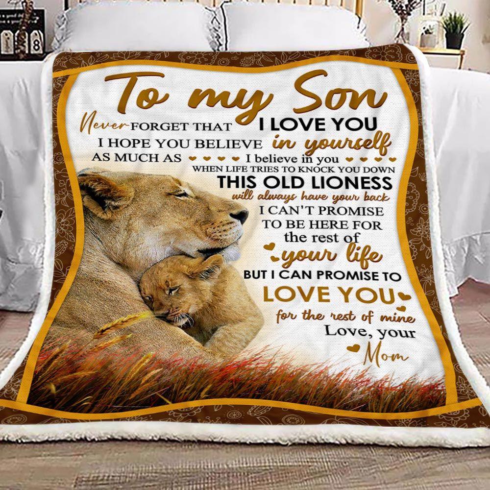 Letter Lion Mom To Son - Personalized Blanket - Gift for Son