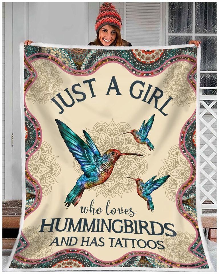 Just A Girl Who Loves Hummingbirds And Has Tattoos Fleece Blanket - Quilt Blanket