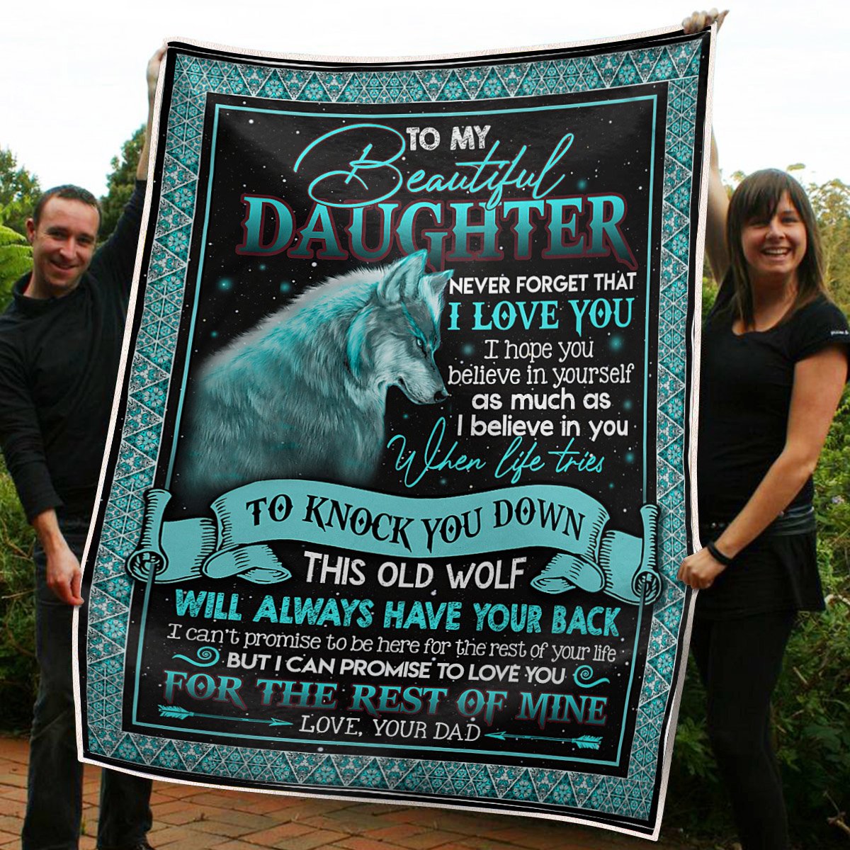 Gift For Daughter Blanket, To My Daughter Old Wolf Love You For The Rest Of My Life Gift From Dad Fleece Blanket