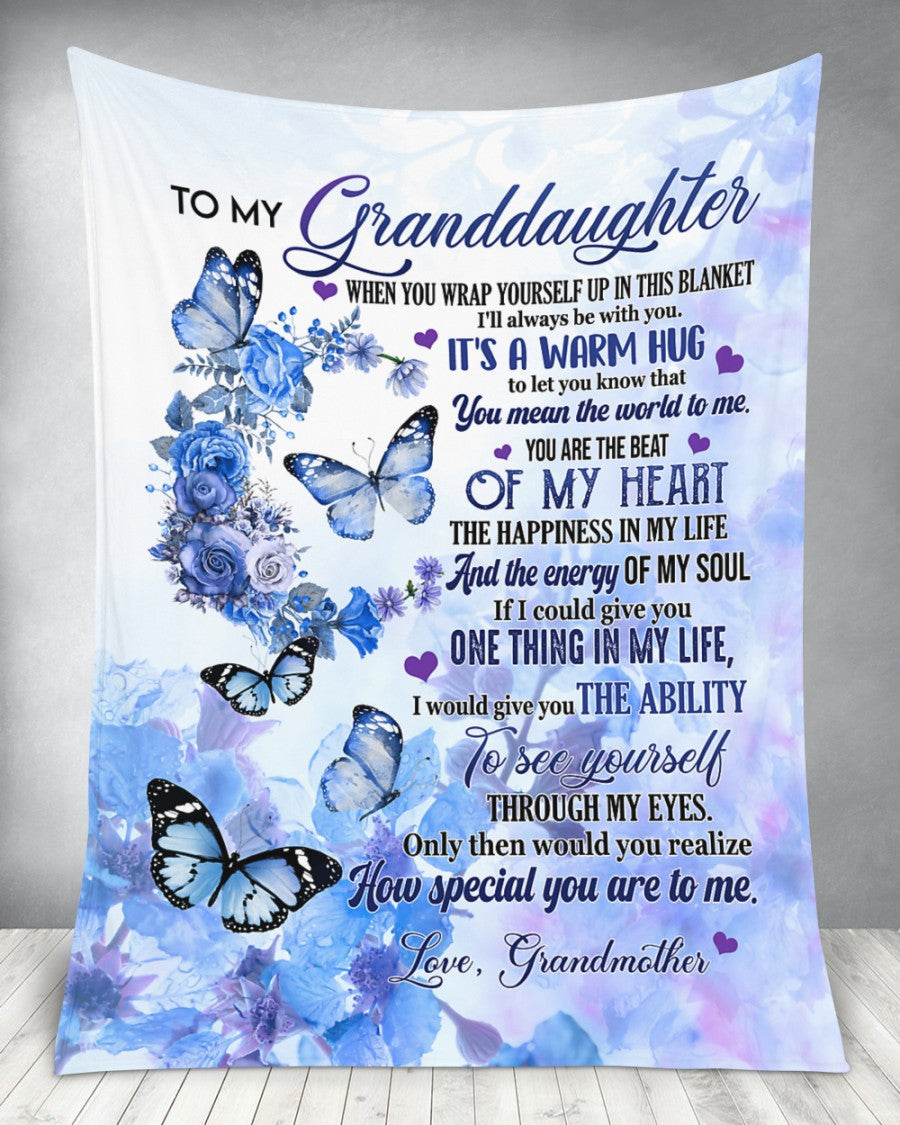 To My Granddaughter How Special You Are To Me Butterflies Blanket Gift From Grandmother Birthday Gift Home Decor Bedding Couch Sofa Soft and Comfy Cozy