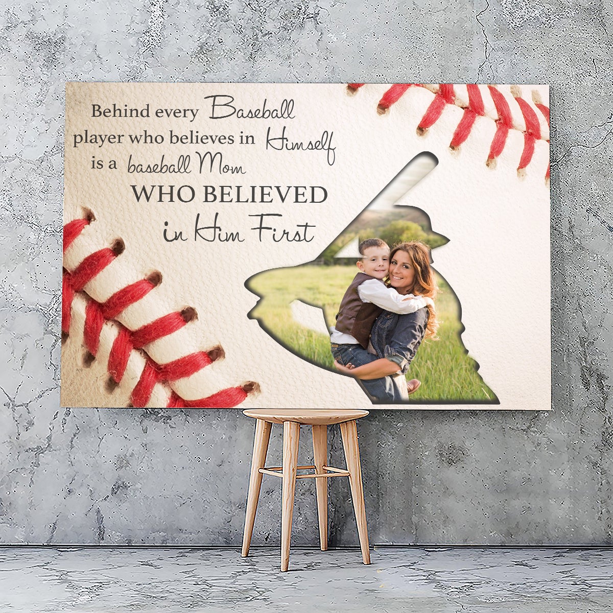 Baseball Mom Who Believed In Him First Personalized Landscape Canvas Gift For Mom Son Birthday Gift Home Decor Wall Art Visual Art