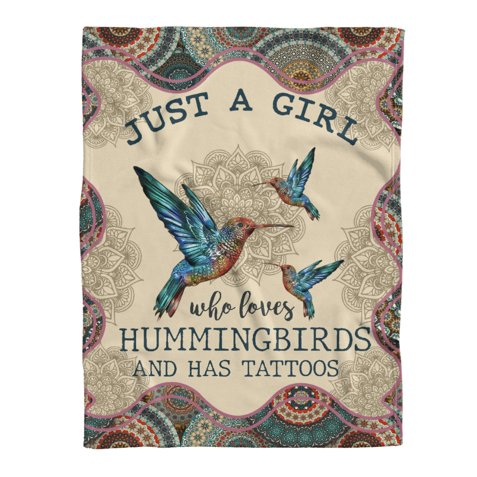 Just A Girl Who Loves Hummingbirds And Has Tattoos Fleece Blanket - Quilt Blanket