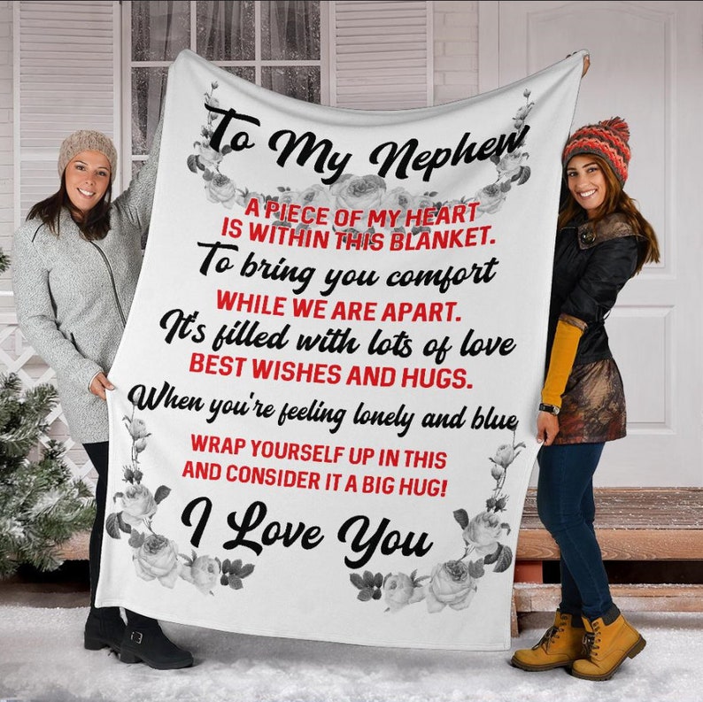 To my Nephew A Piece Of My Heart Is Within This Blanket Gift For Nephew Birthday Gift Home Decor Bedding Couch Sofa Soft And Comfy Cozy