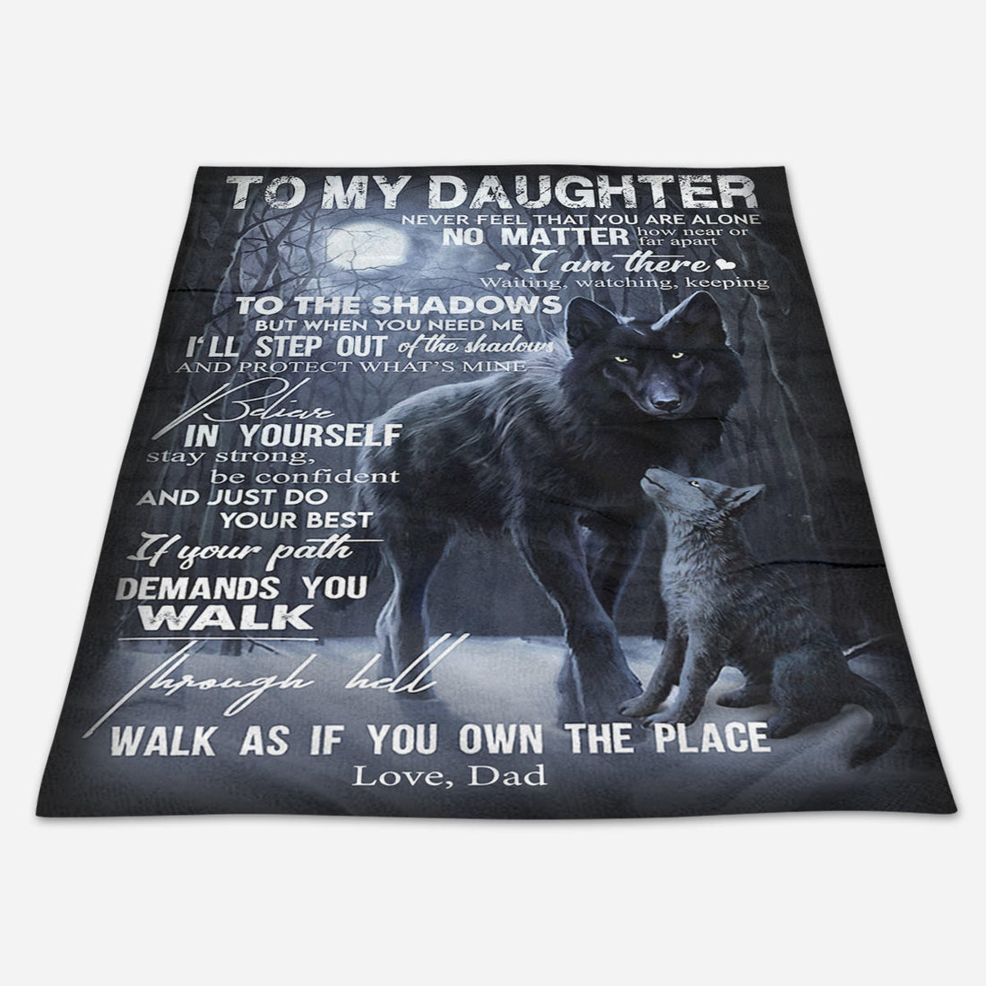 Gift For Daughter Blanket, To My Daughter Wolf Waiting Watching Keeping