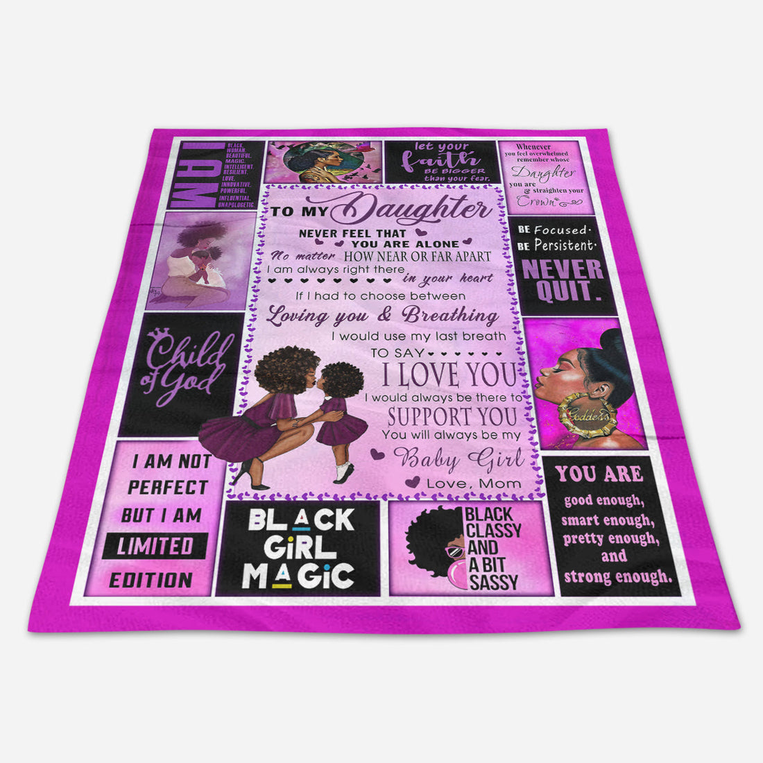 Gift For Daughter Blanket, Black Girl To My Daughter Never Feel That You Are Alone - Love From Mom