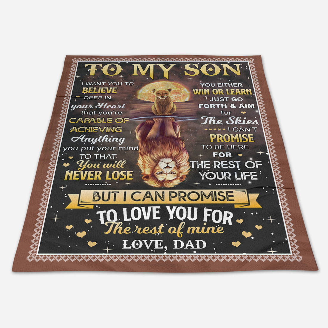 Gift For Son Blanket, Lion Moon To My Son I Want To Believe Deep In Your Heart - Love From Dad