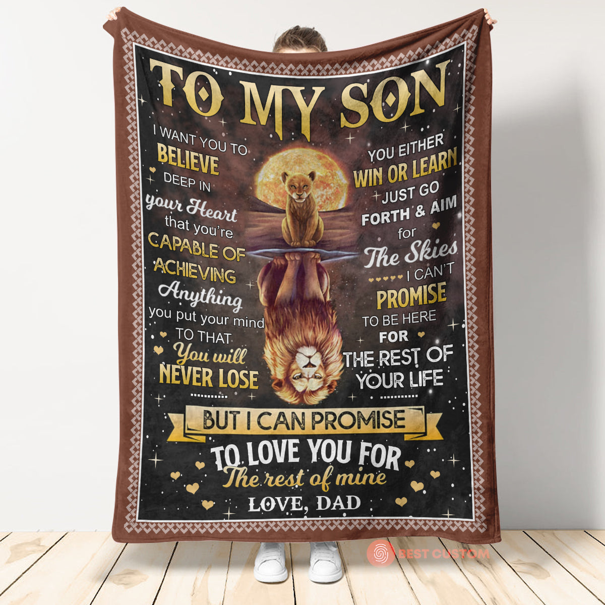 Gift For Son Blanket, Lion Moon To My Son I Want To Believe Deep In Your Heart - Love From Dad