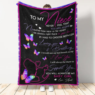 Gift For Niece Blanket, To My Niece Never Feel You Are Alone Love Aunt Hippie Blanket