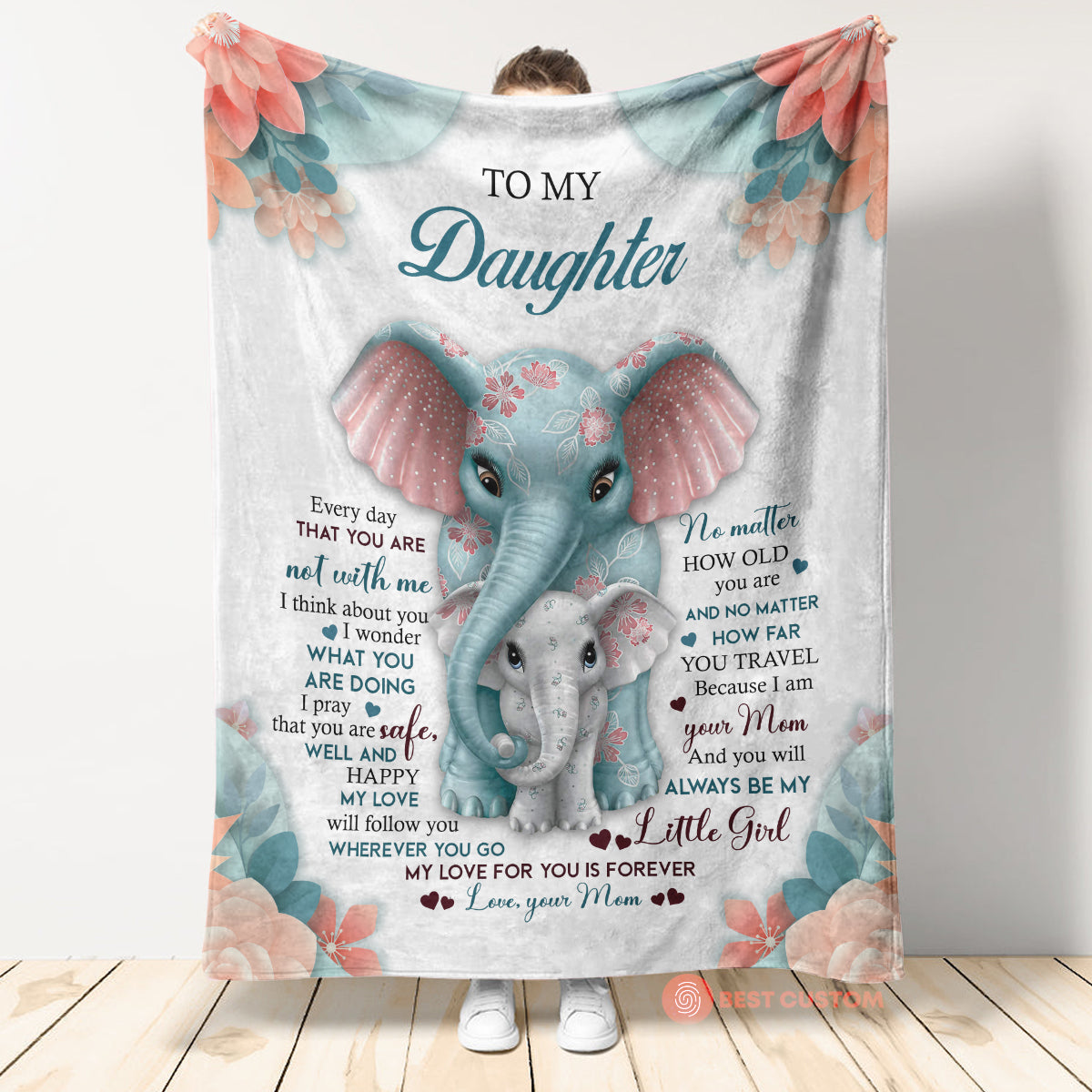 Gift For Daughter Blanket, To My Daughter My Love For You Is Forever Elephant - Love From Mom