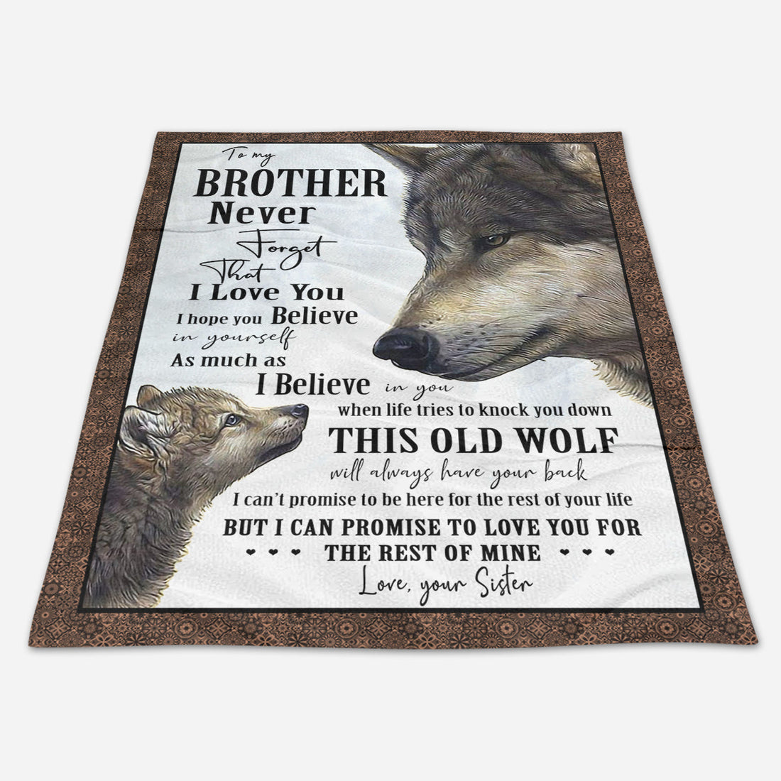 Gift For Brother Blanket, Wolf Never Forget That I Love You - Love, Your Sister