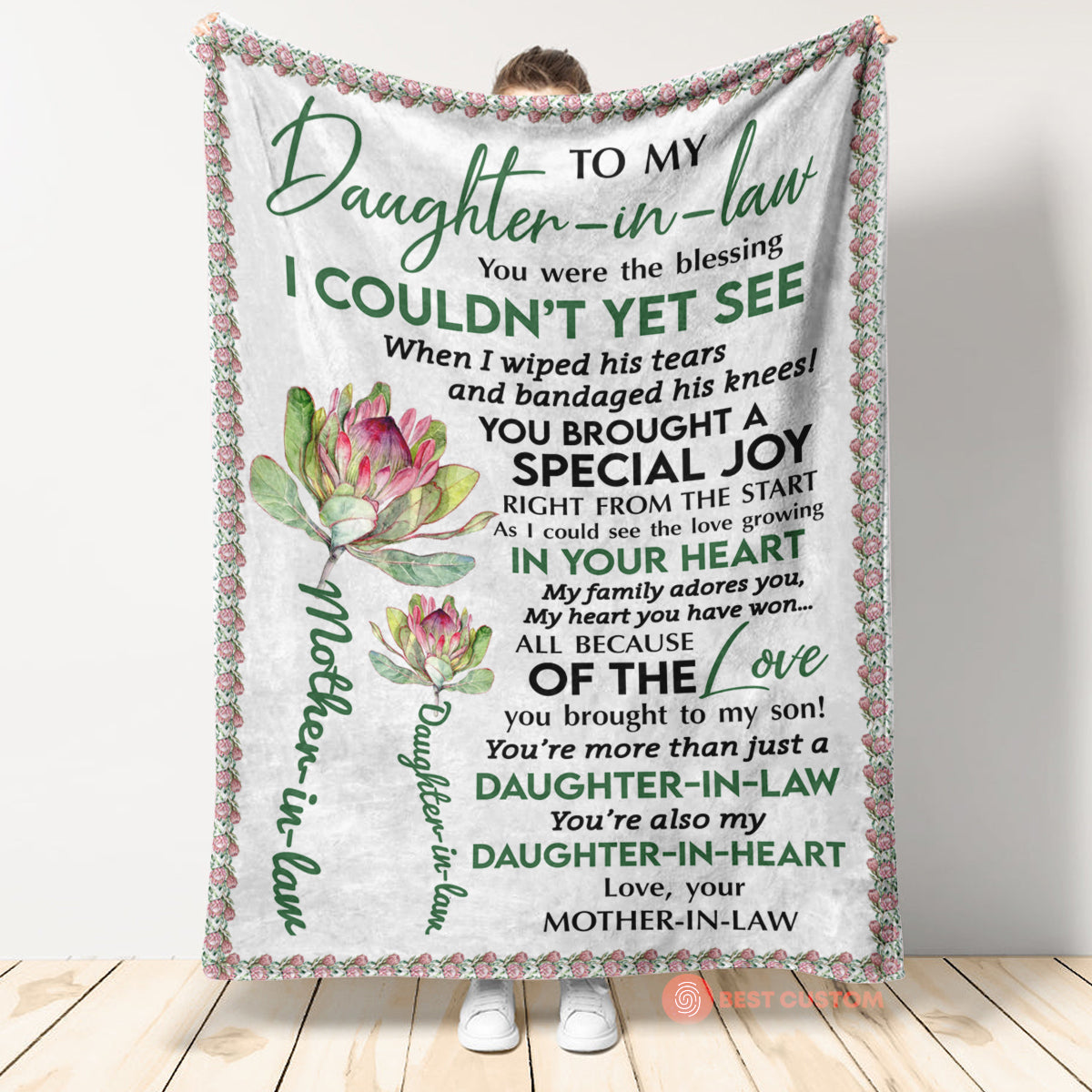 Gift For Daughter In Law Blanket, From Mom To My Daughter in Law You Were The Blessing Gifts Blanket