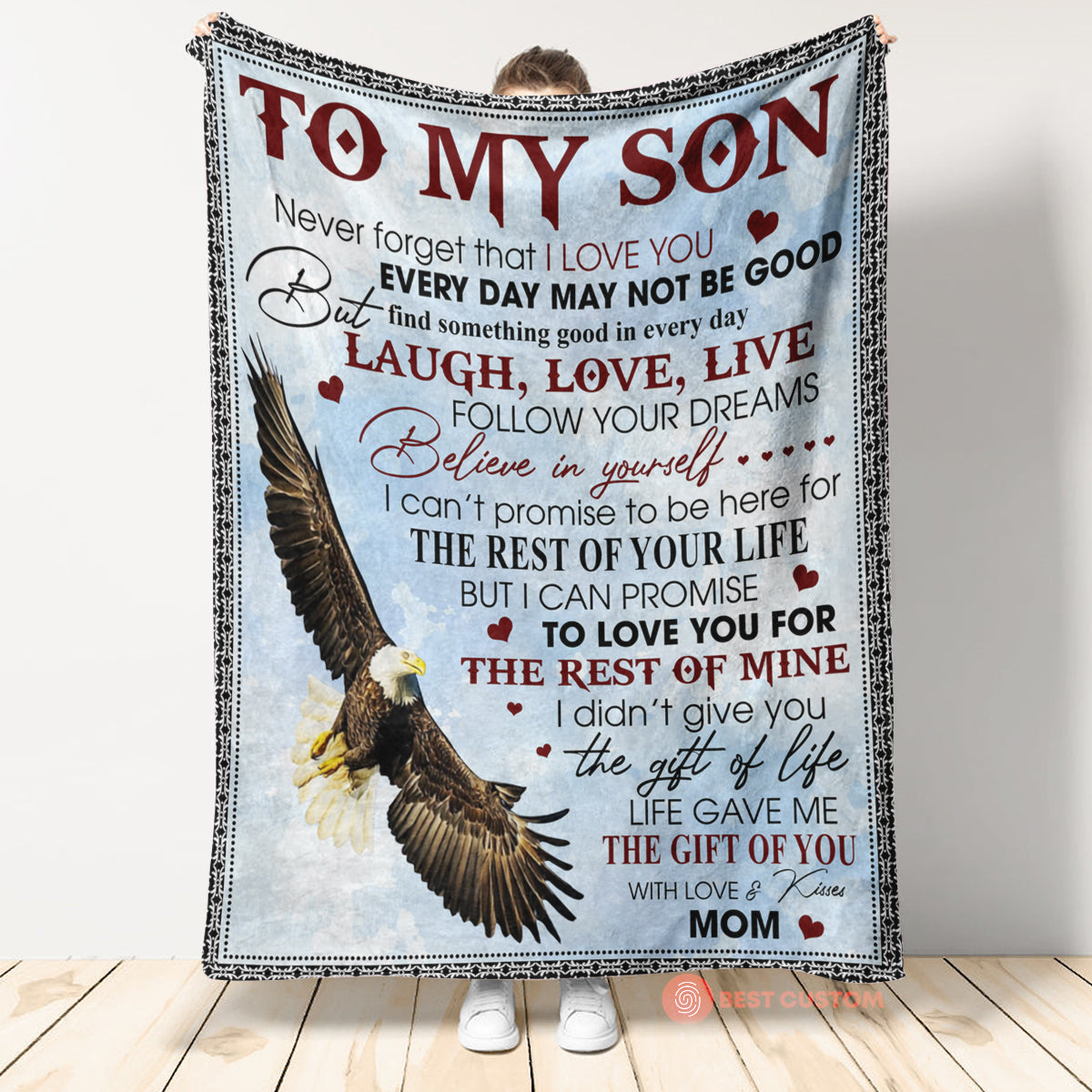 Gift For Son Blanket, Never Forget That I Love You-Eagle Mom To Son