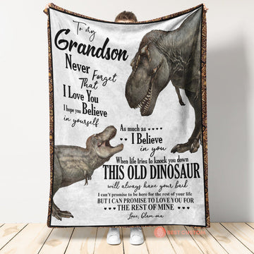 Gift For Grandson Blanket, To My Grandson Dinosaur Always Have Your Back