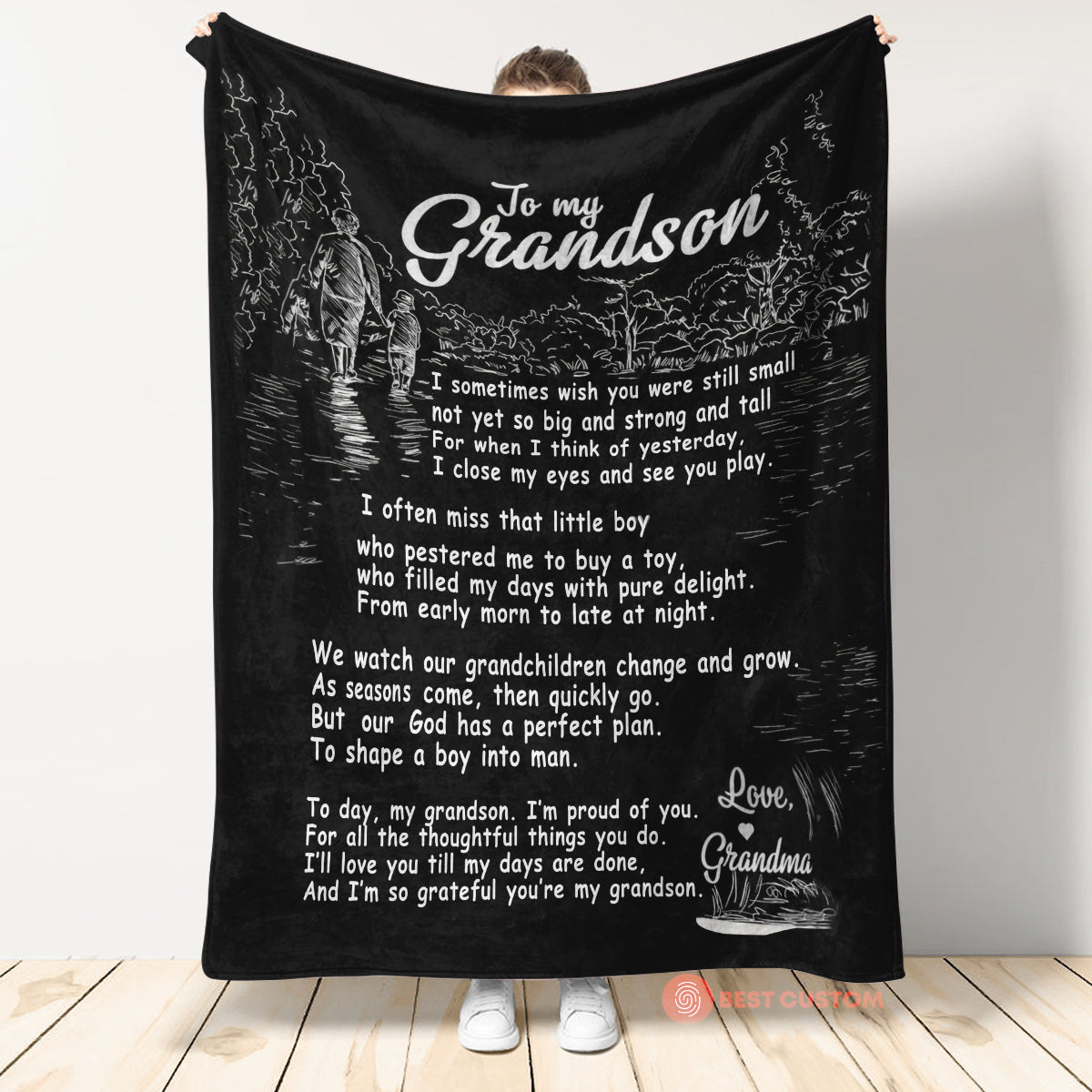 Gift For Grandson Blanket, To My Grandson I Sometimes Wish You Were Still Small