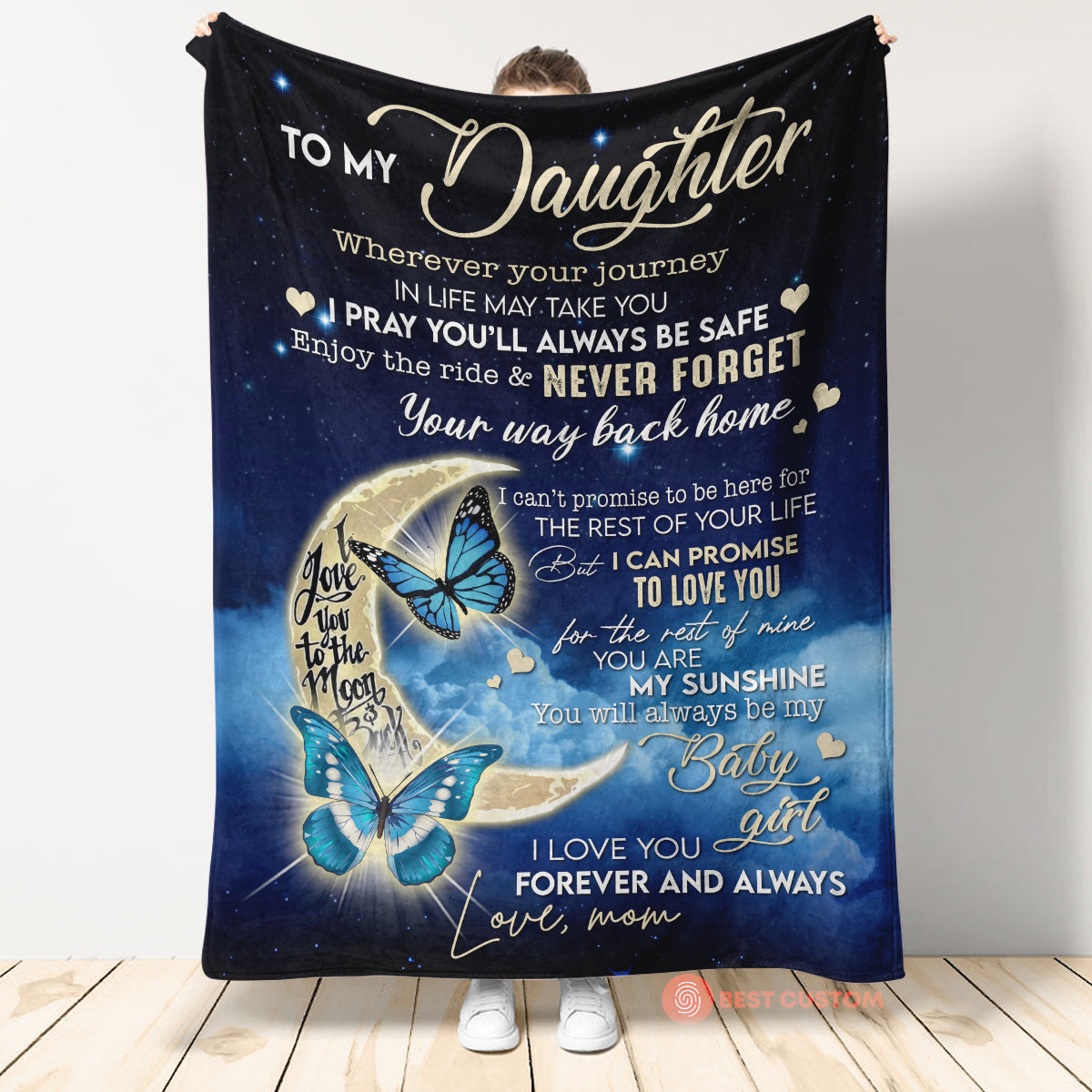 To My Daughter, I Love You Forever And Always, Fleece Blanket - Quilt Blanket, Gift For Daughter, For Daughter, From Mom To Daughter