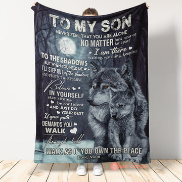 To My Son Never Feel That You Are Alone Fleece Blanket - Quilt Blanket Gift For Son Gift For Birthday Family Home Decor Bedding Couch Sofa Soft and Comfy Cozy