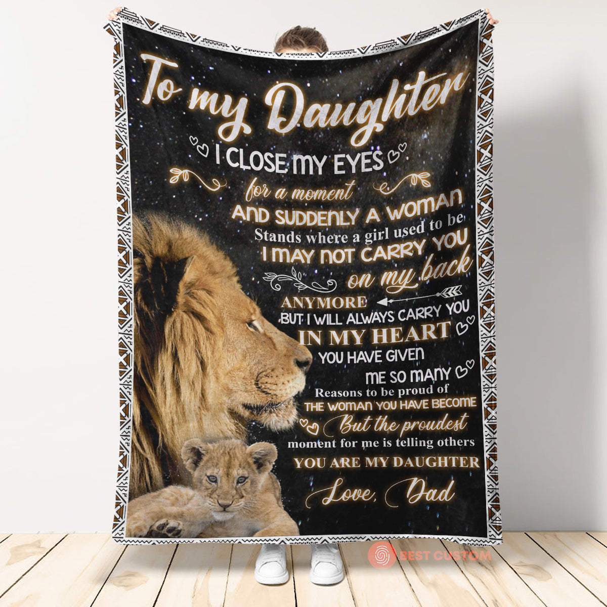 Gift For Daughter Blanket, To My Daughter Lion I Close My Eyes For A Moment - Love From Dad