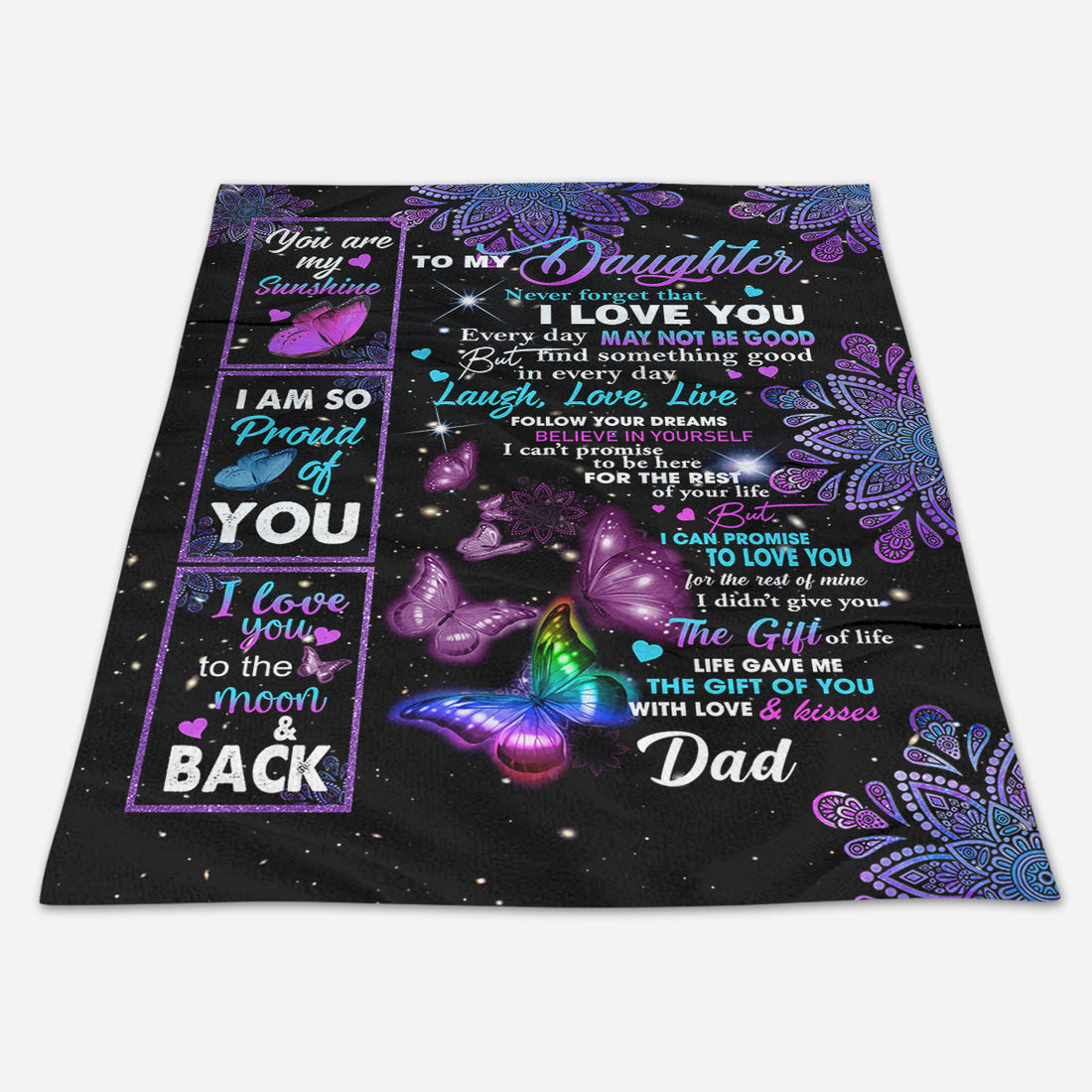 Gift For Daughter Blanket, To Daughter Butterfly Believe In Yourself Fleece Blanket