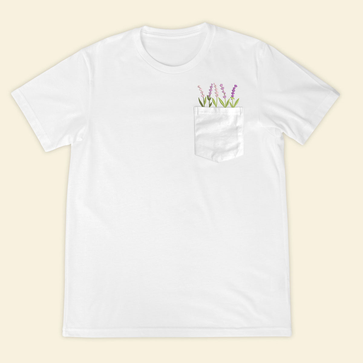 Embroidery Lavender Pocket T-shirt