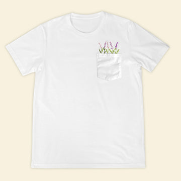 Embroidery Lavender Pocket T-shirt