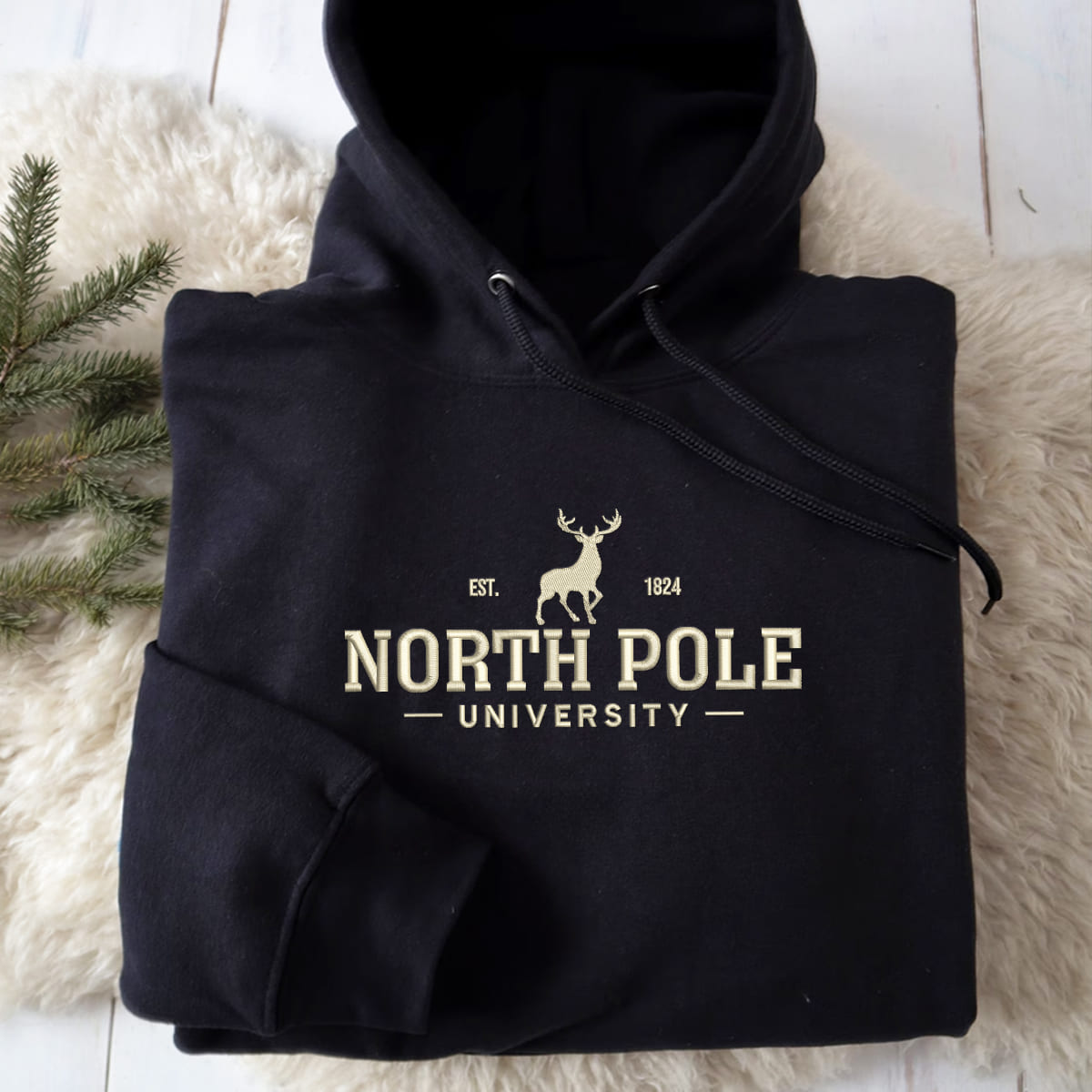 north pole university embroidered apparel christmas gift