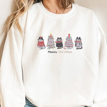 meowy christmas happy cat year embroidered apparel christmas gift