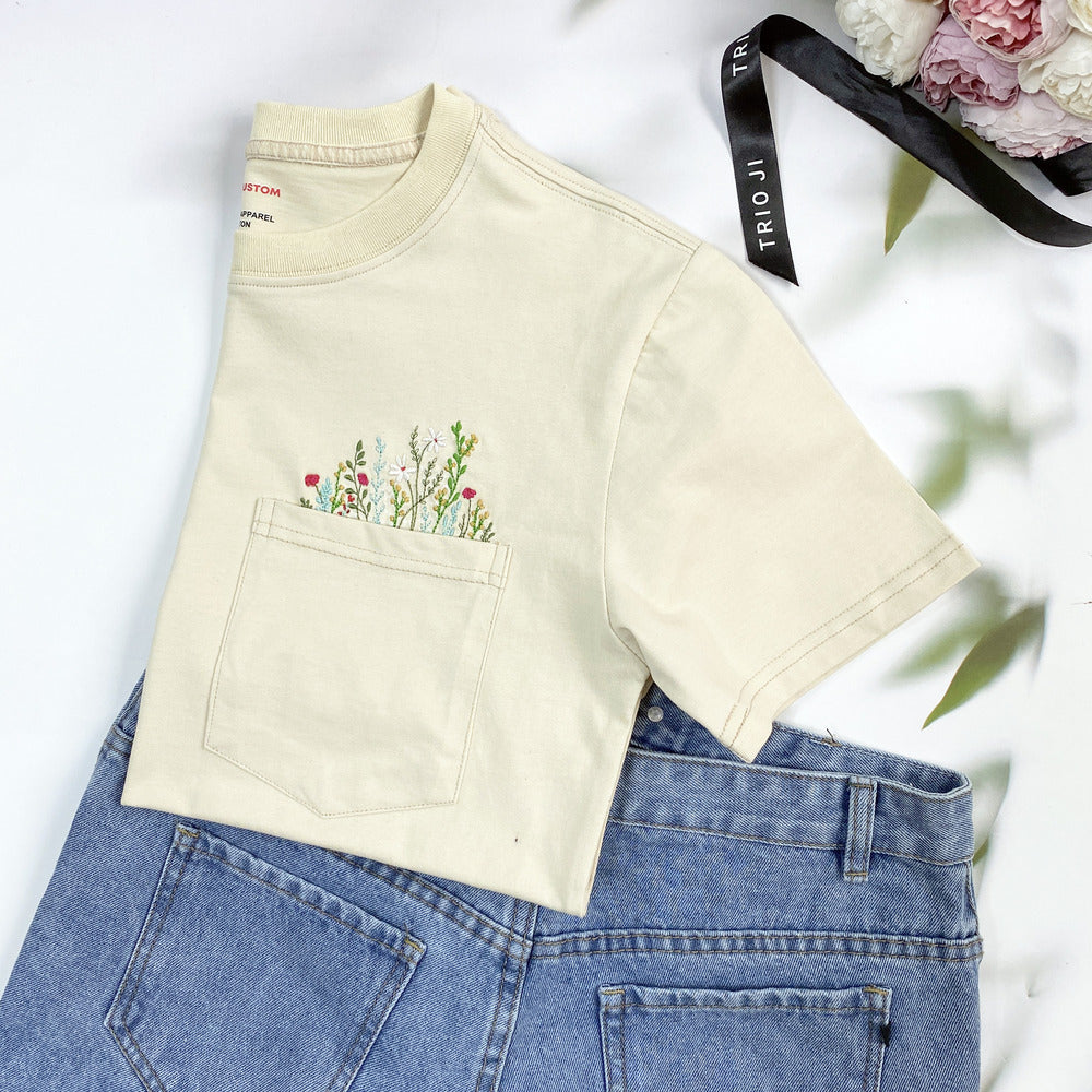 Embroidery Wildflower Pocket Shirt